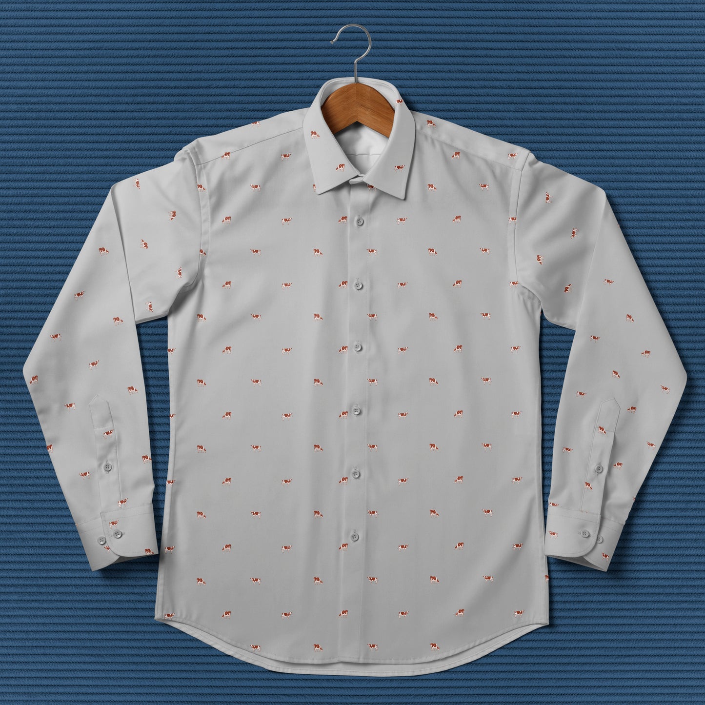 Ayrshires cattle icon pattern - Men's Casual Long Sleeve Shirt - myfunfarm