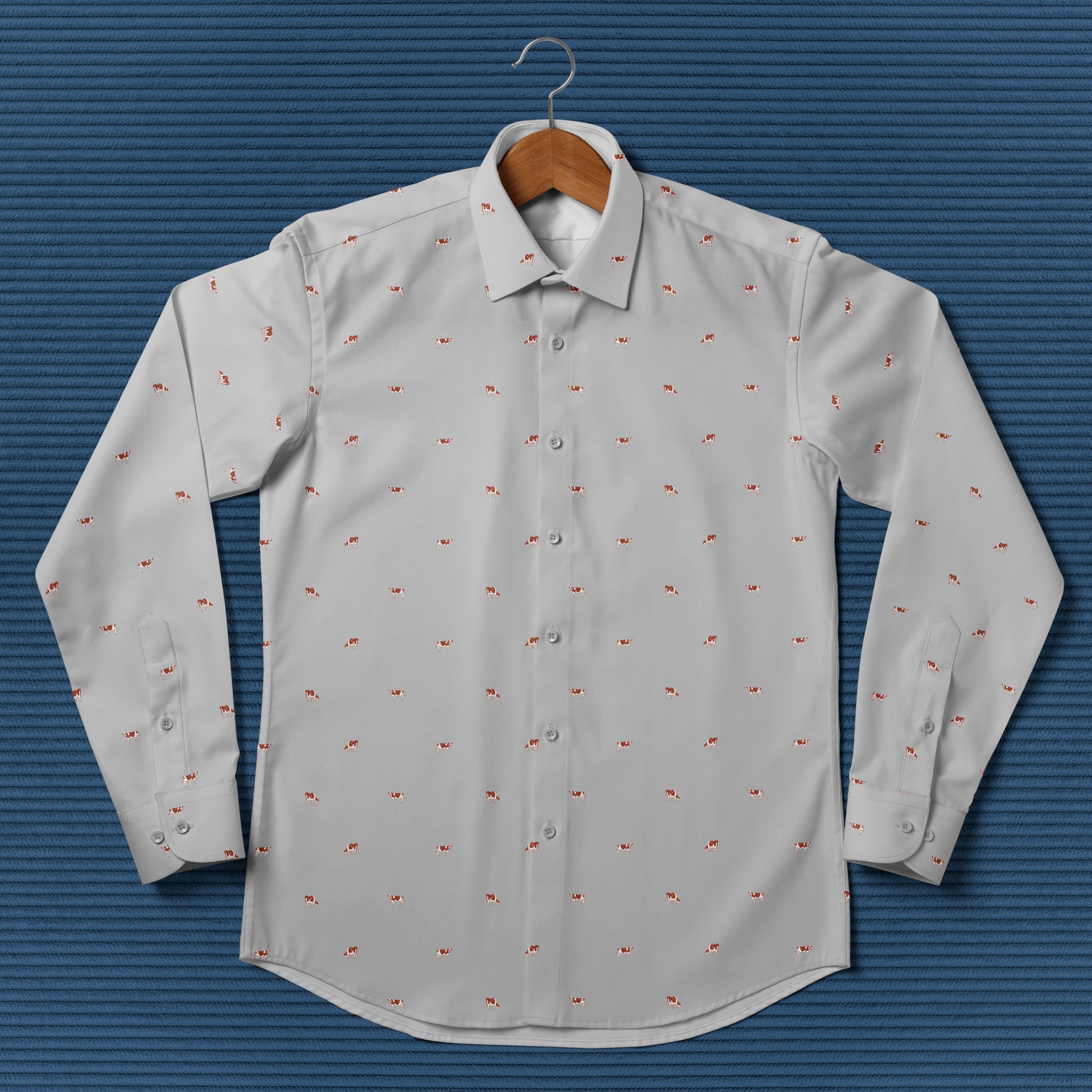 Ayrshires cattle icon pattern - Men's Casual Long Sleeve Shirt - myfunfarm