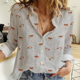 Guernsey cattle icon pattern Women's Mock Linen Shirts for farmers