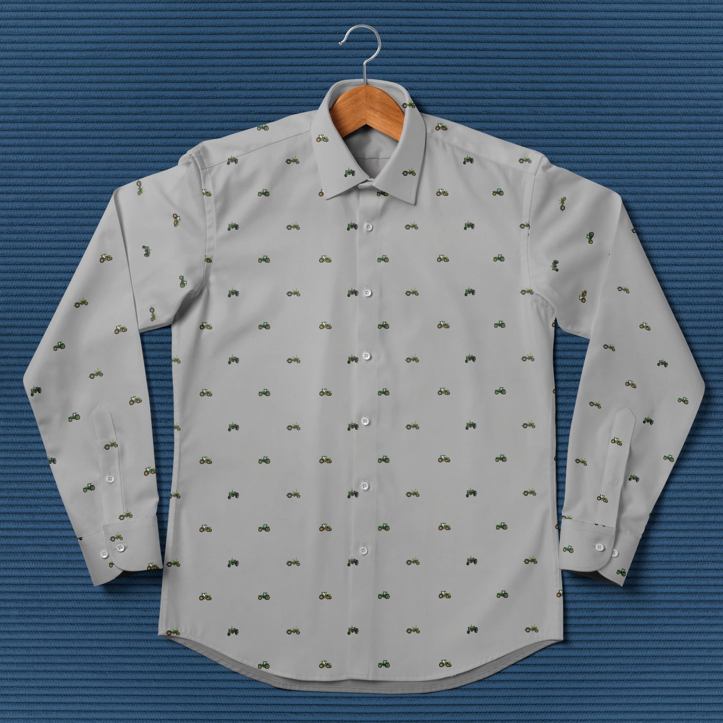 Tractor pattern - Men's Casual Long Sleeve Shirt - myfunfarm