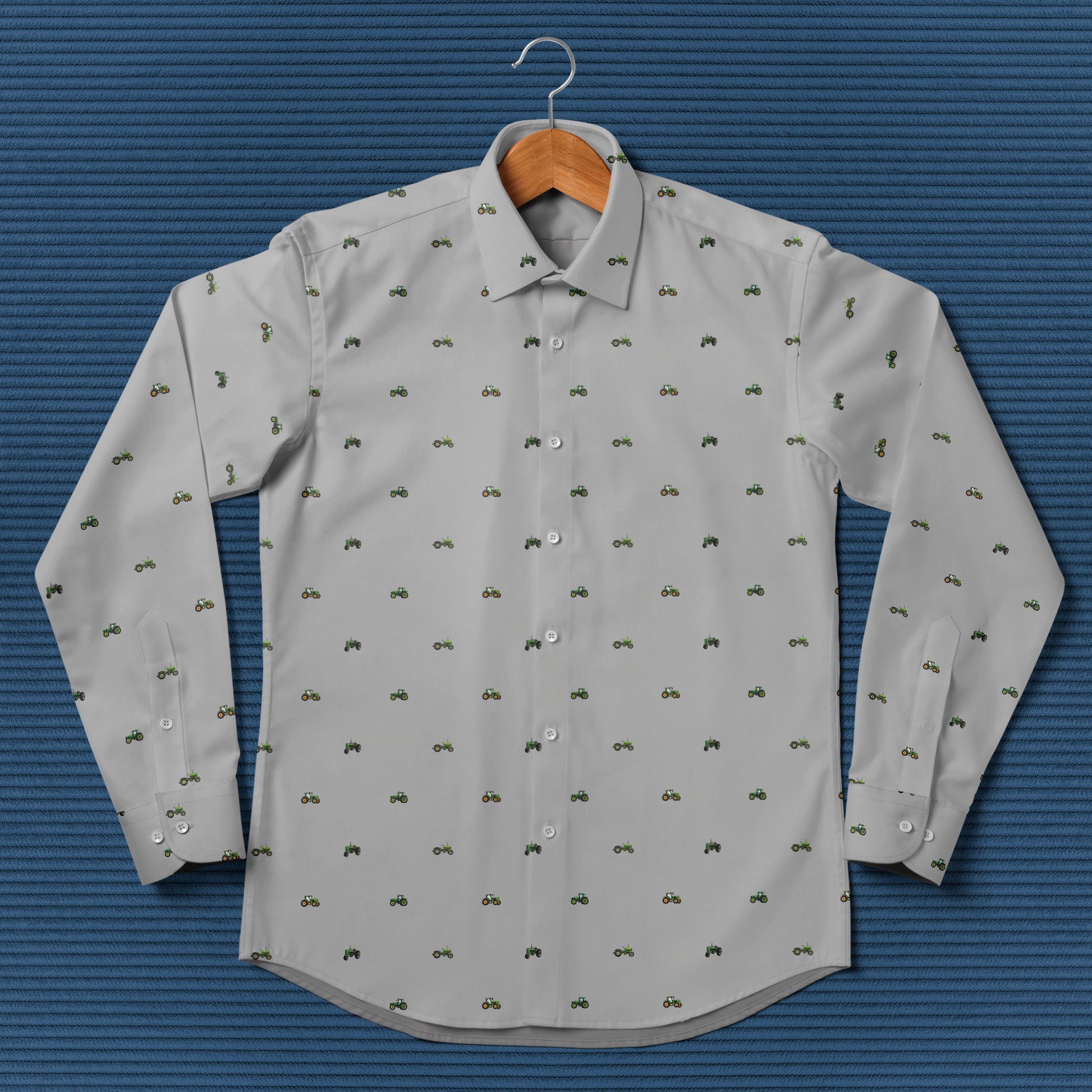 Tractor pattern - Men's Casual Long Sleeve Shirt - myfunfarm