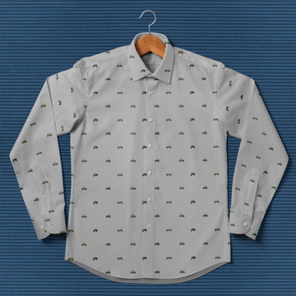 Tractor pattern - Men's Casual Long Sleeve Shirt - myfunfarm