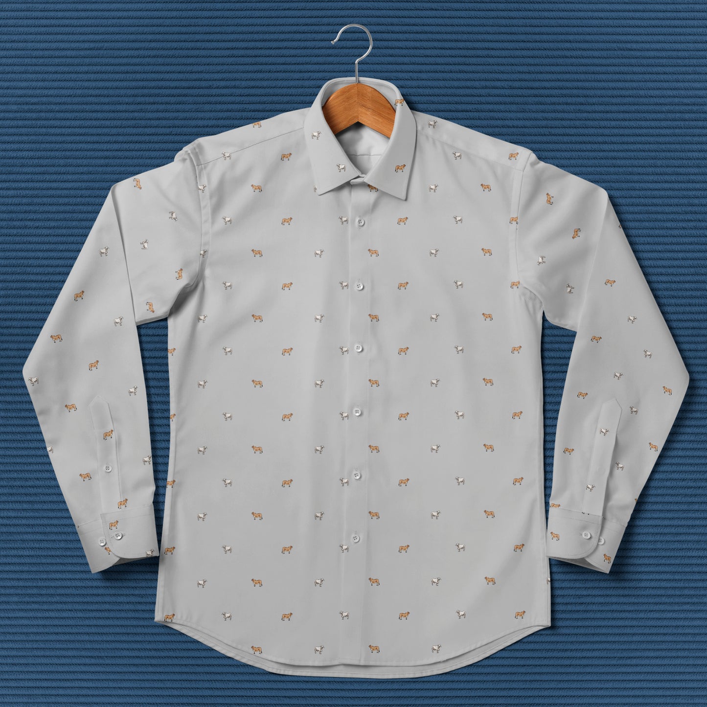 Brahman cattle icon pattern - Men's Casual Long Sleeve Shirt - myfunfarm