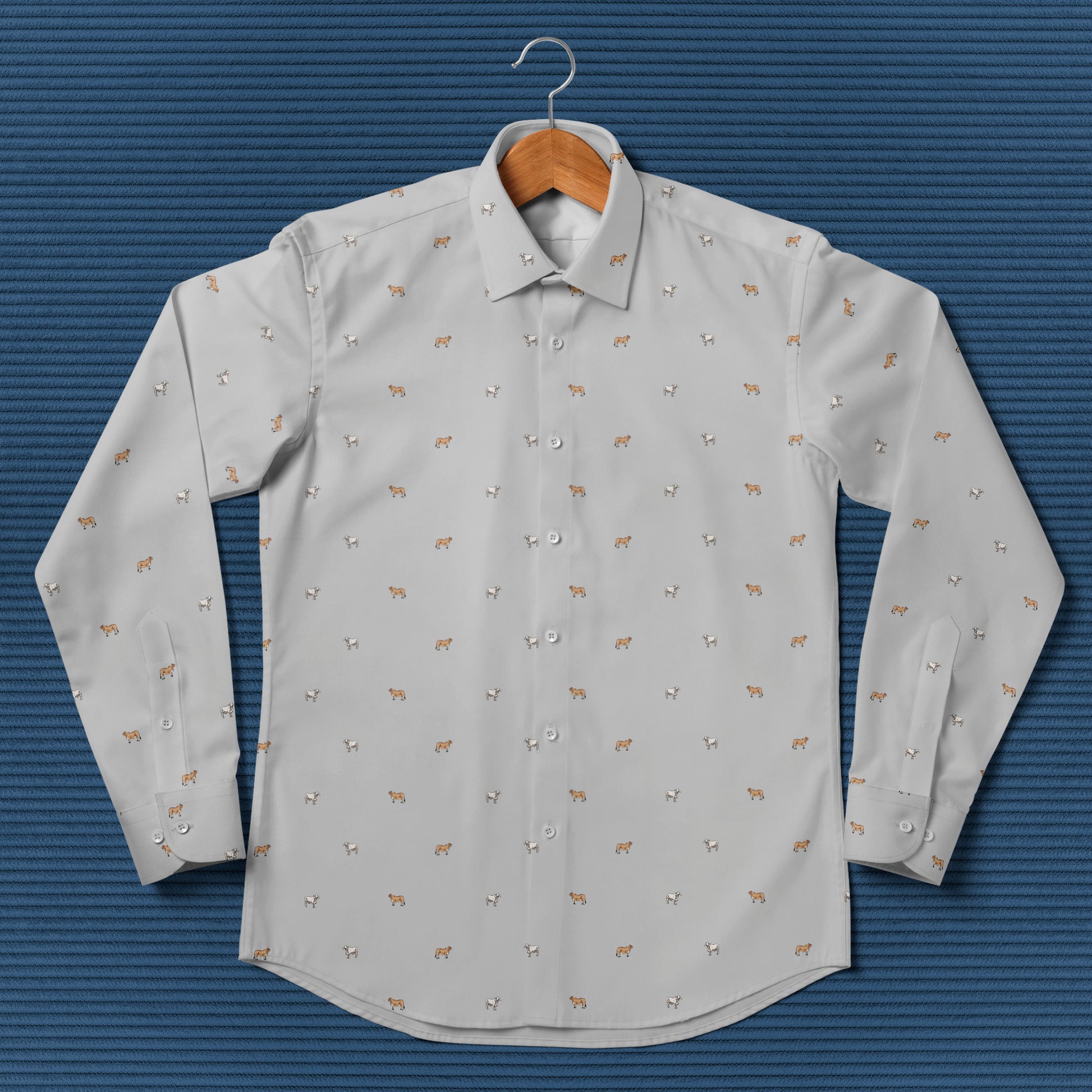 Brahman cattle icon pattern - Men's Casual Long Sleeve Shirt - myfunfarm