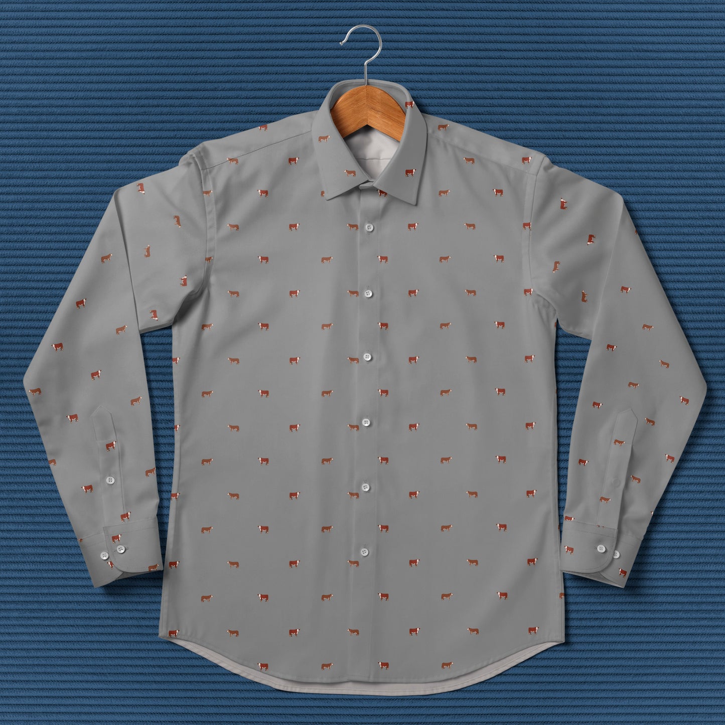 Hereford cattle icon pattern - Men's Casual Long Sleeve Shirt - myfunfarm