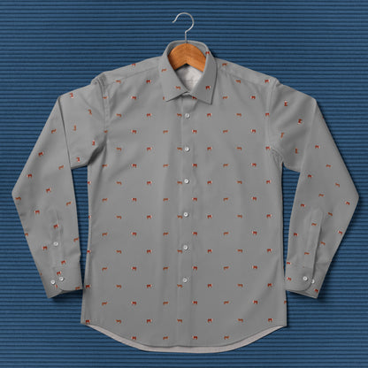 Hereford cattle icon pattern - Men's Casual Long Sleeve Shirt - myfunfarm