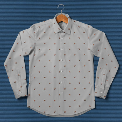 Highland cattle pattern - Men's Casual Long Sleeve Shirt - myfunfarm