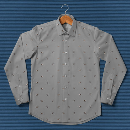 Texas Longhorn Cattle pattern - Men's Casual Long Sleeve Shirt - myfunfarm