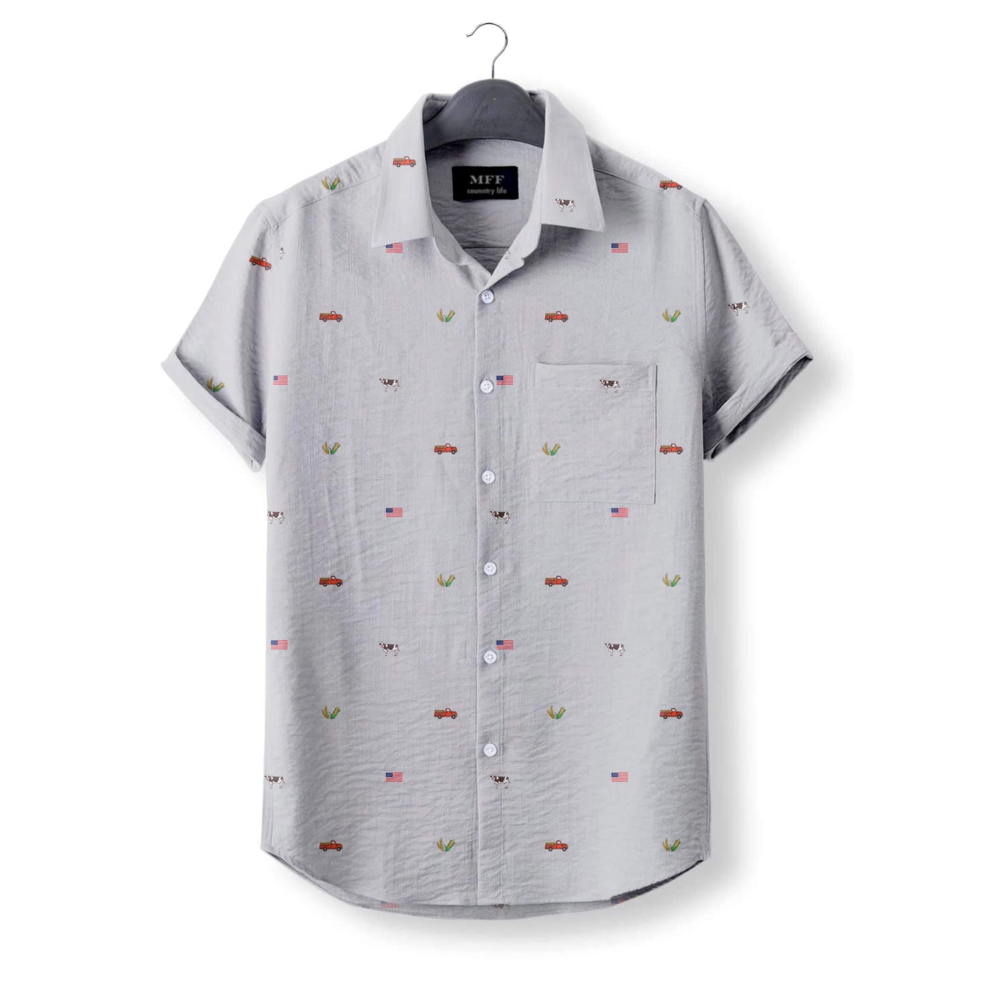 American Farmer Pattern- Button Down Shirts for farmers