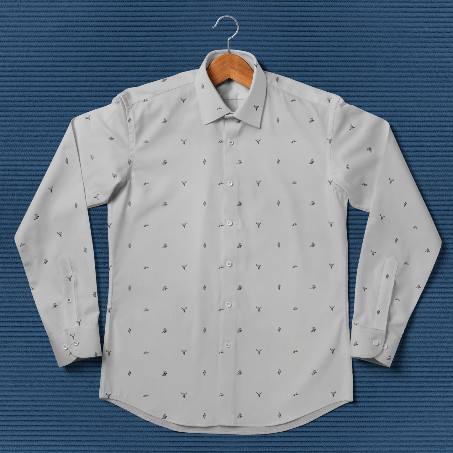 Texas Western pattern - Men's Casual Long Sleeve Shirt - myfunfarm