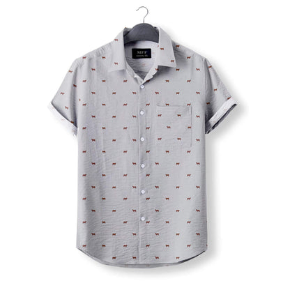 Red angus cattle icon pattern Women's Mock Linen Shirts for farmers - myfunfarm