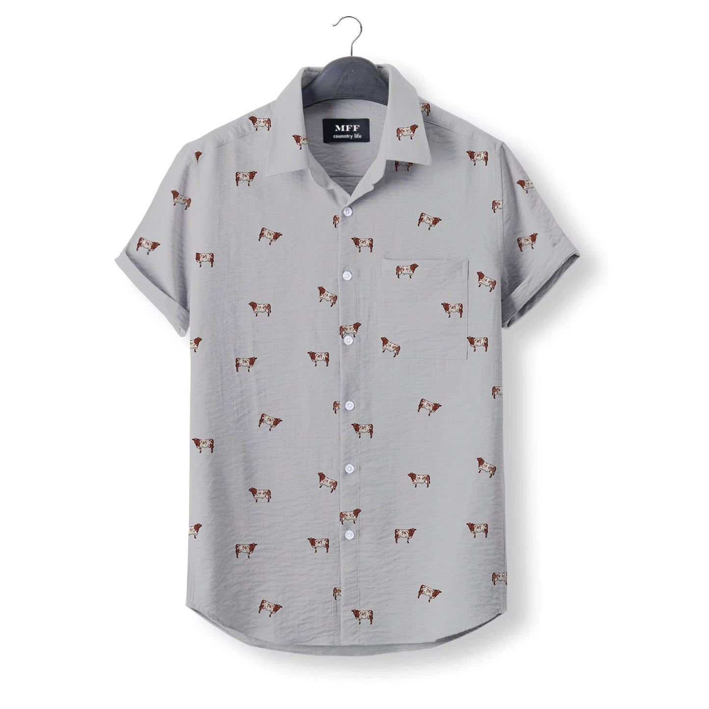 Shorthorn cattle cattle icon pattern - Button Down Shirts for farmers