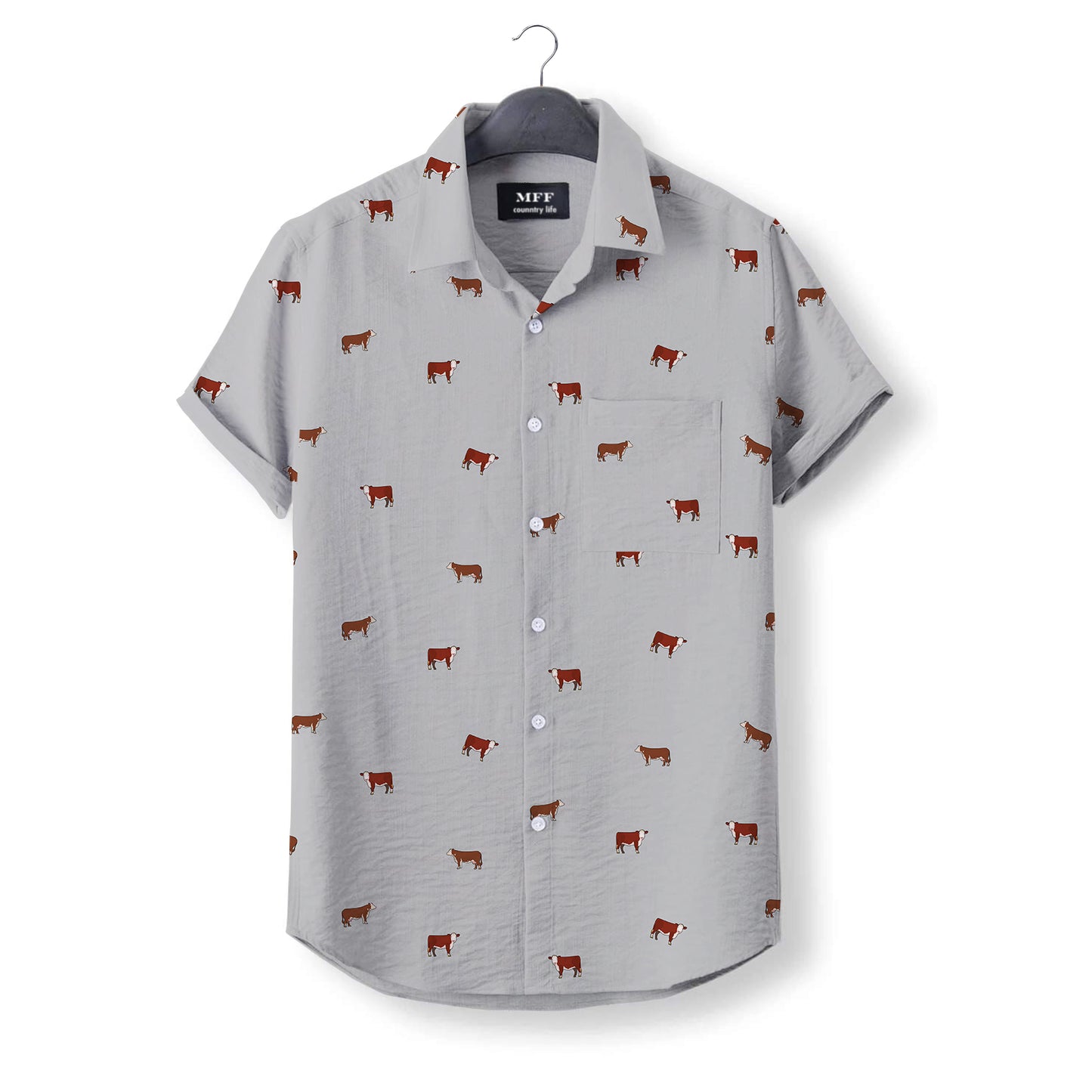 Hereford cattle icon pattern - Button Down Shirts for farmers - myfunfarm