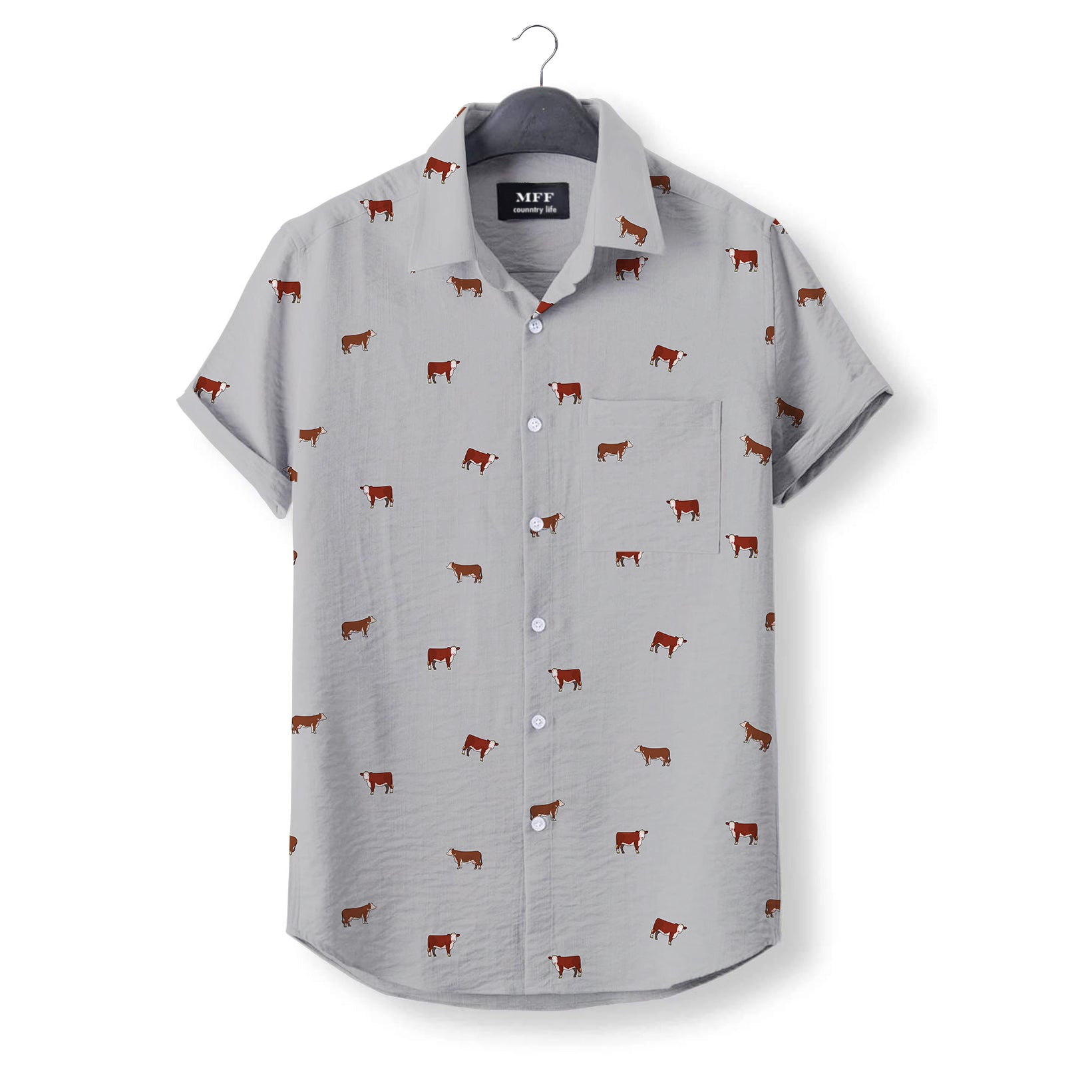 Hereford cattle icon pattern - Button Down Shirts for farmers - myfunfarm