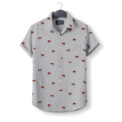 Hereford cattle icon pattern - Button Down Shirts for farmers - myfunfarm