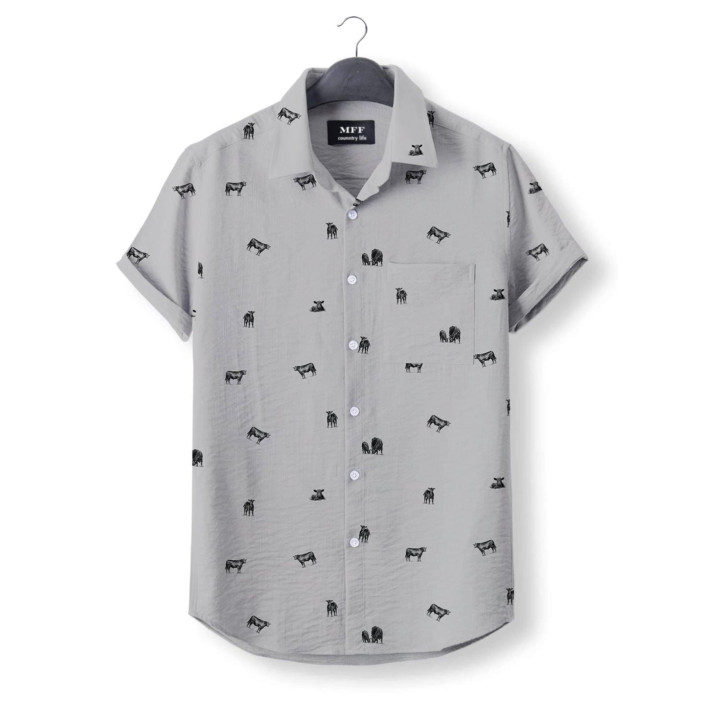 Black Angus Cattle icon pattern - Button Down Shirts for farmers