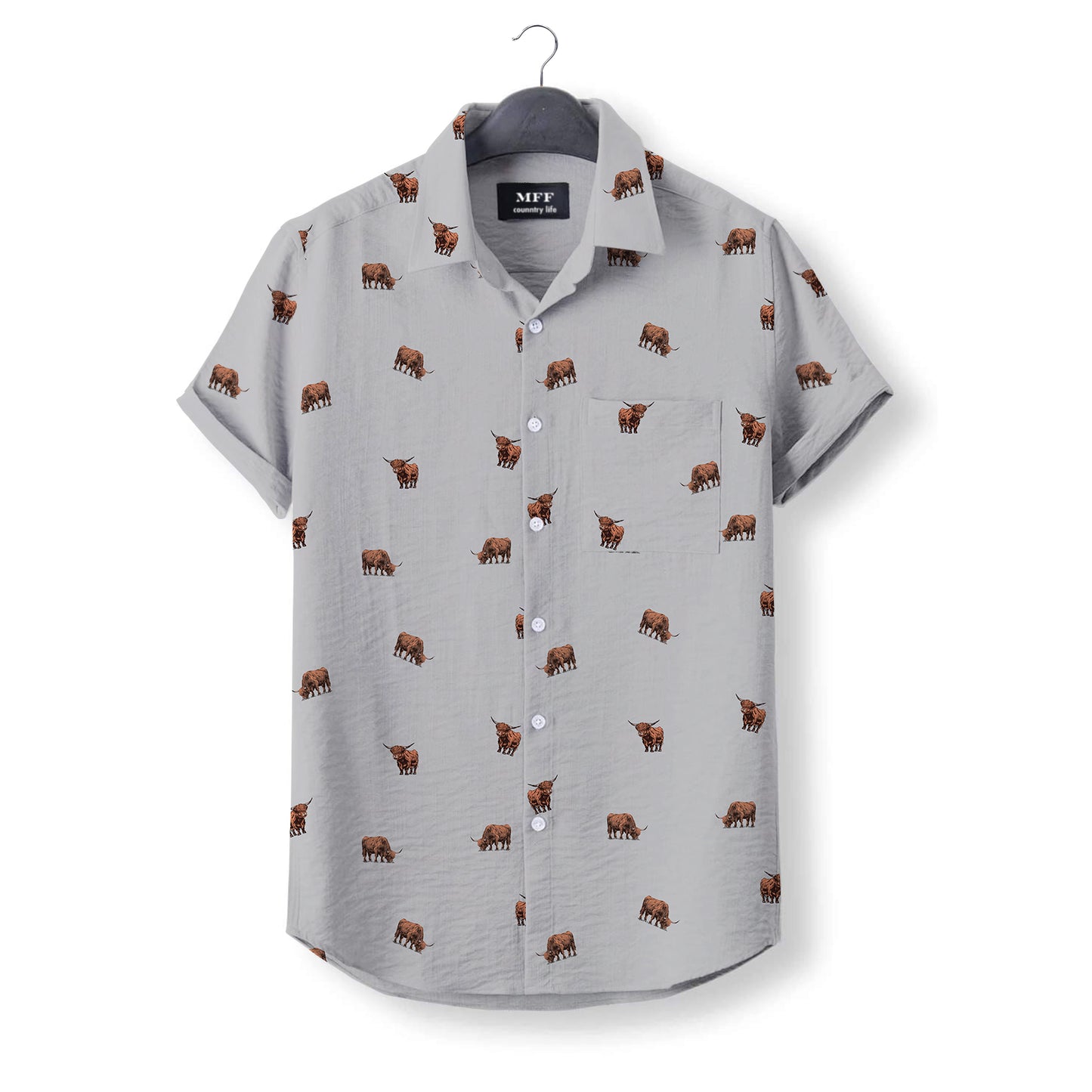 Highland Cattle icon pattern - Button Down Shirts for adult and youth - myfunfarm