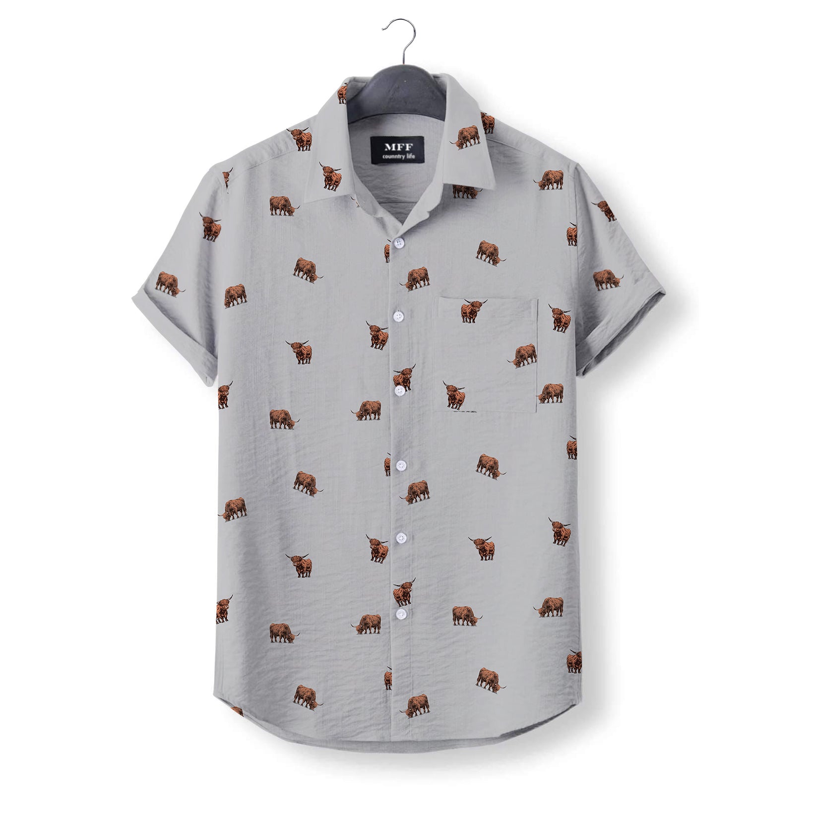 Highland Cattle icon pattern - Button Down Shirts for adult and youth - myfunfarm