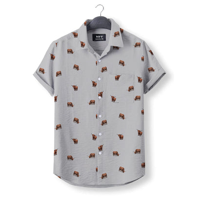 Highland Cattle icon pattern - Button Down Shirts for adult and youth - myfunfarm