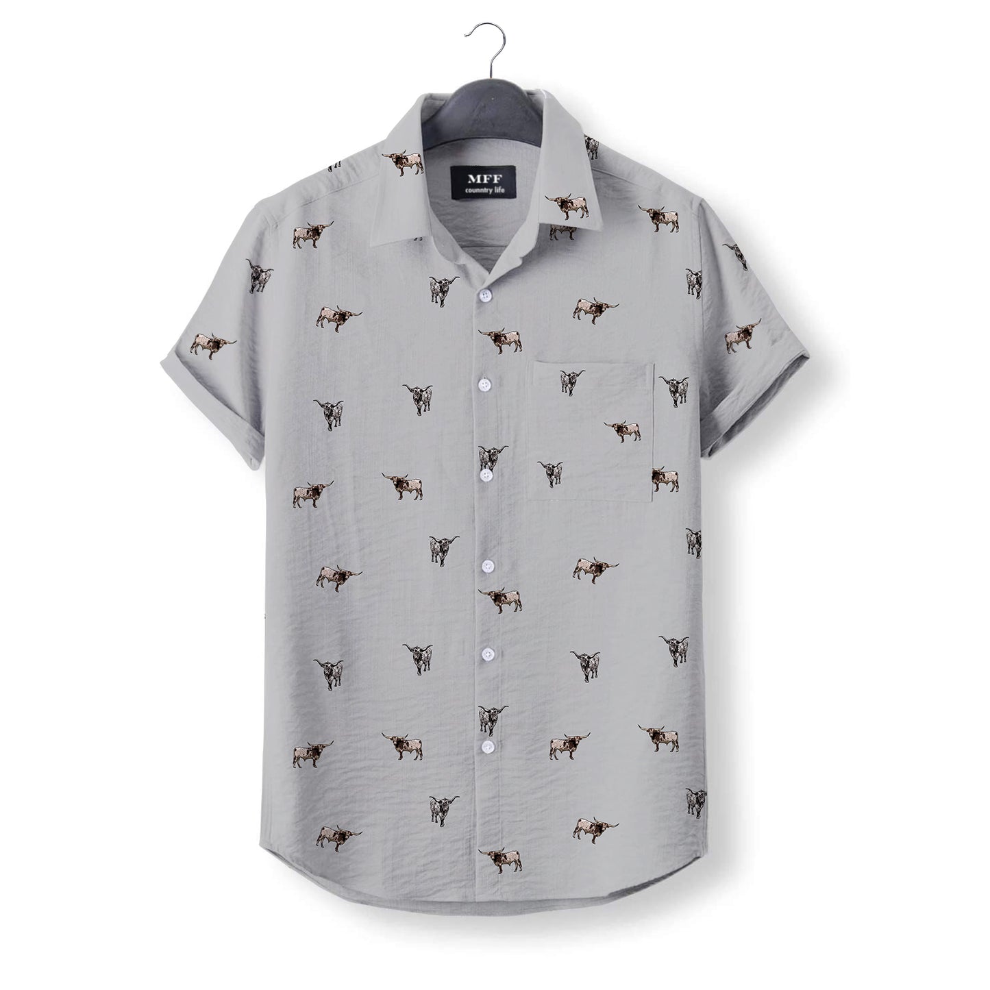 Texas Longhorn icon pattern - Button Down Shirts for farmers - myfunfarm