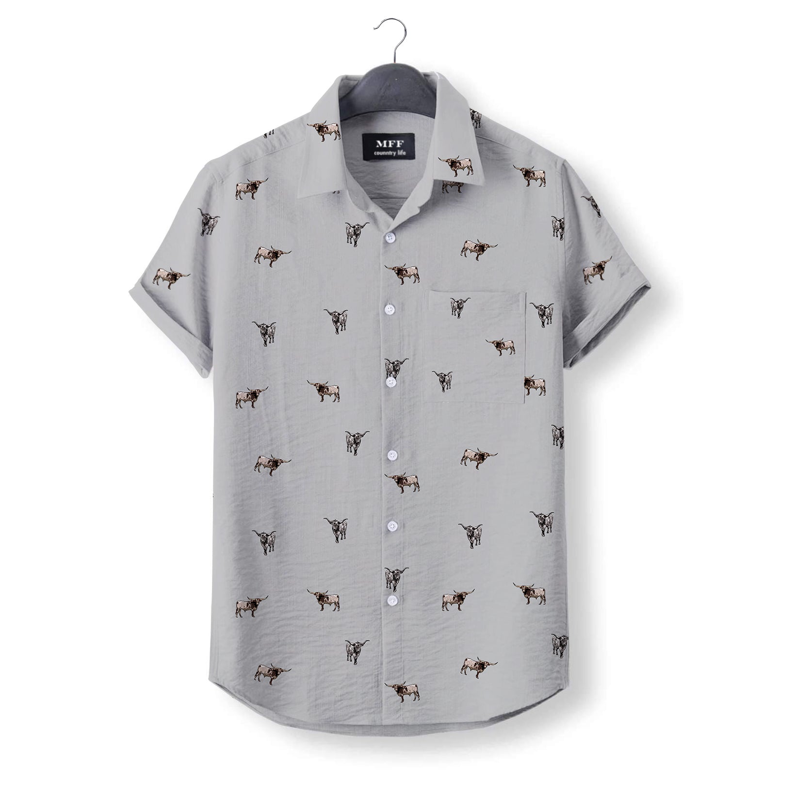 Texas Longhorn icon pattern - Button Down Shirts for farmers - myfunfarm