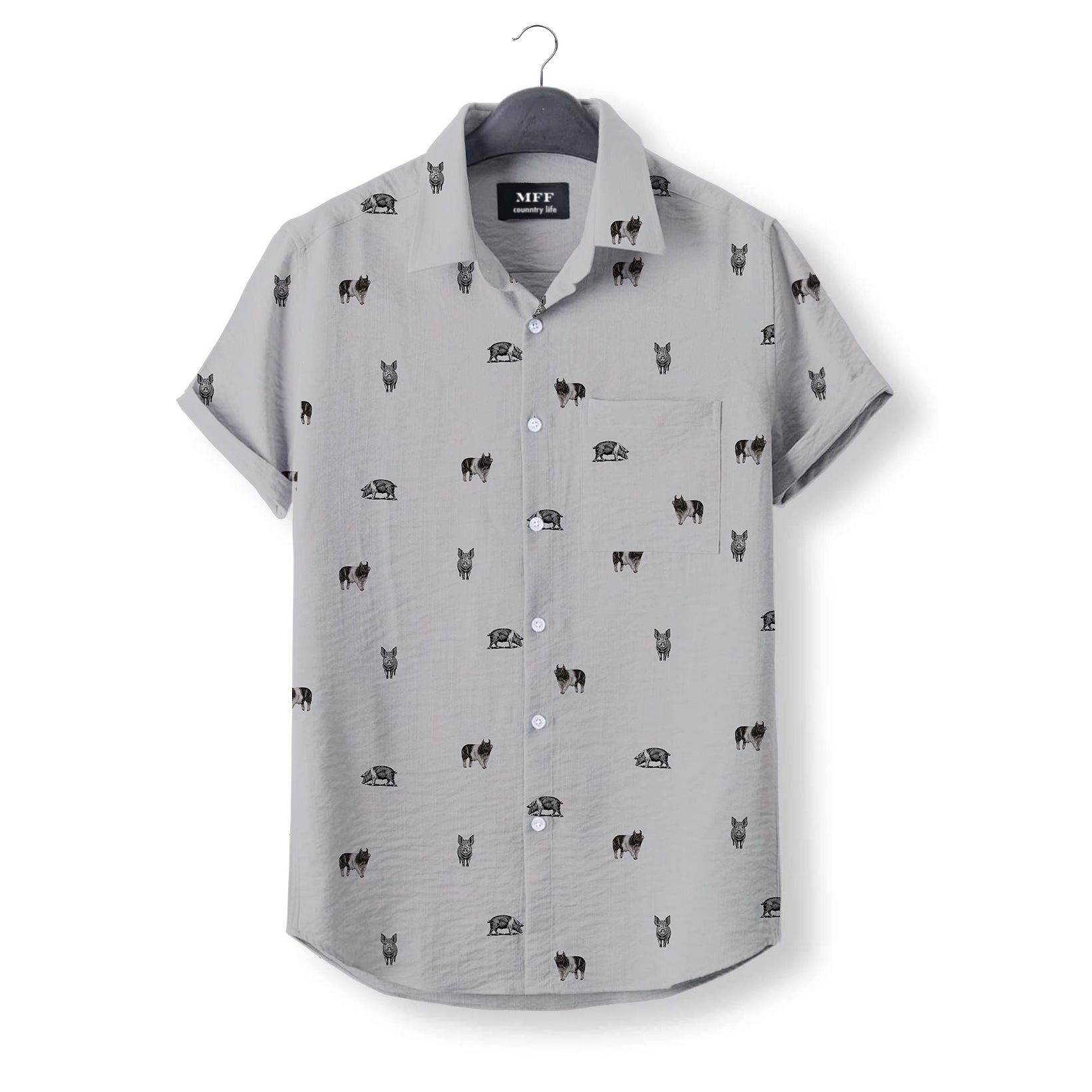 【U LAN】Control Painting Over Pig Short Sleeve grayshirtmencopy_72248093-8f95