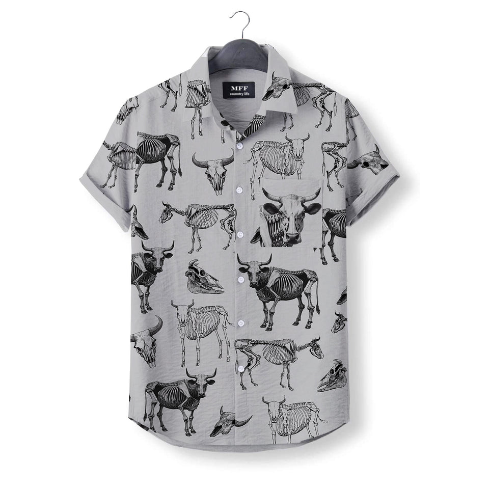 Cow Skeleton - Button Down Shirts for farmers