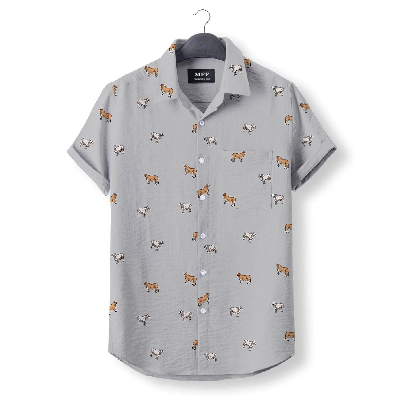 Brahman cattle icon pattern - Button Down Shirts for farmers - myfunfarm