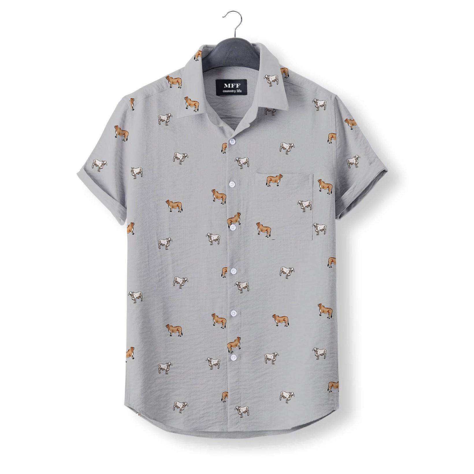 Brahman cattle icon pattern - Button Down Shirts for farmers - myfunfarm