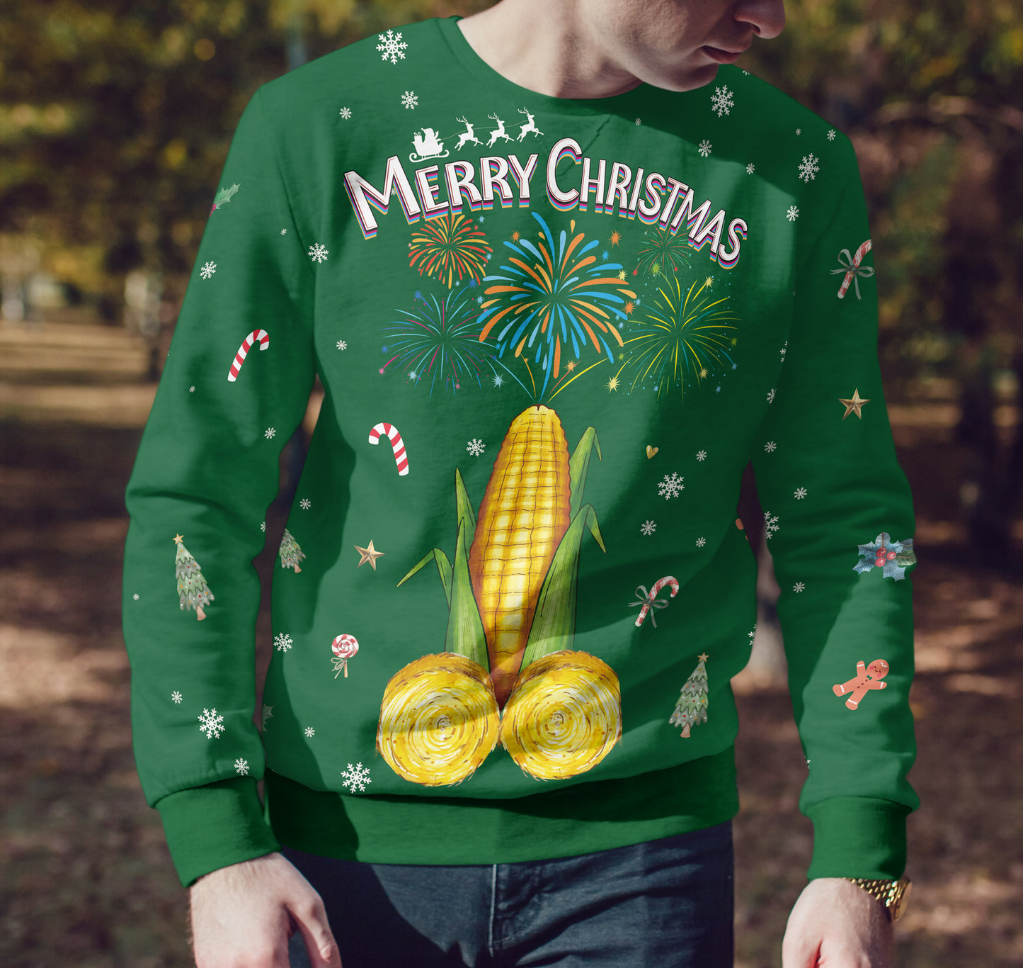 Cute Pe..s Corn Merry Christmas Unisex Hoodie, Sweatshirt for Farmer - myfunfarm