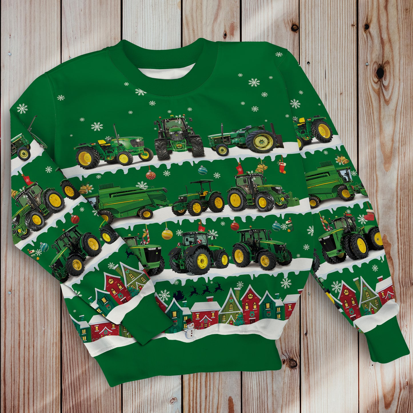 Tractor in Snow - Merry Christmas - Unisex Hoodie, Sweatshirt, Pants for Adult and Kid - myfunfarm