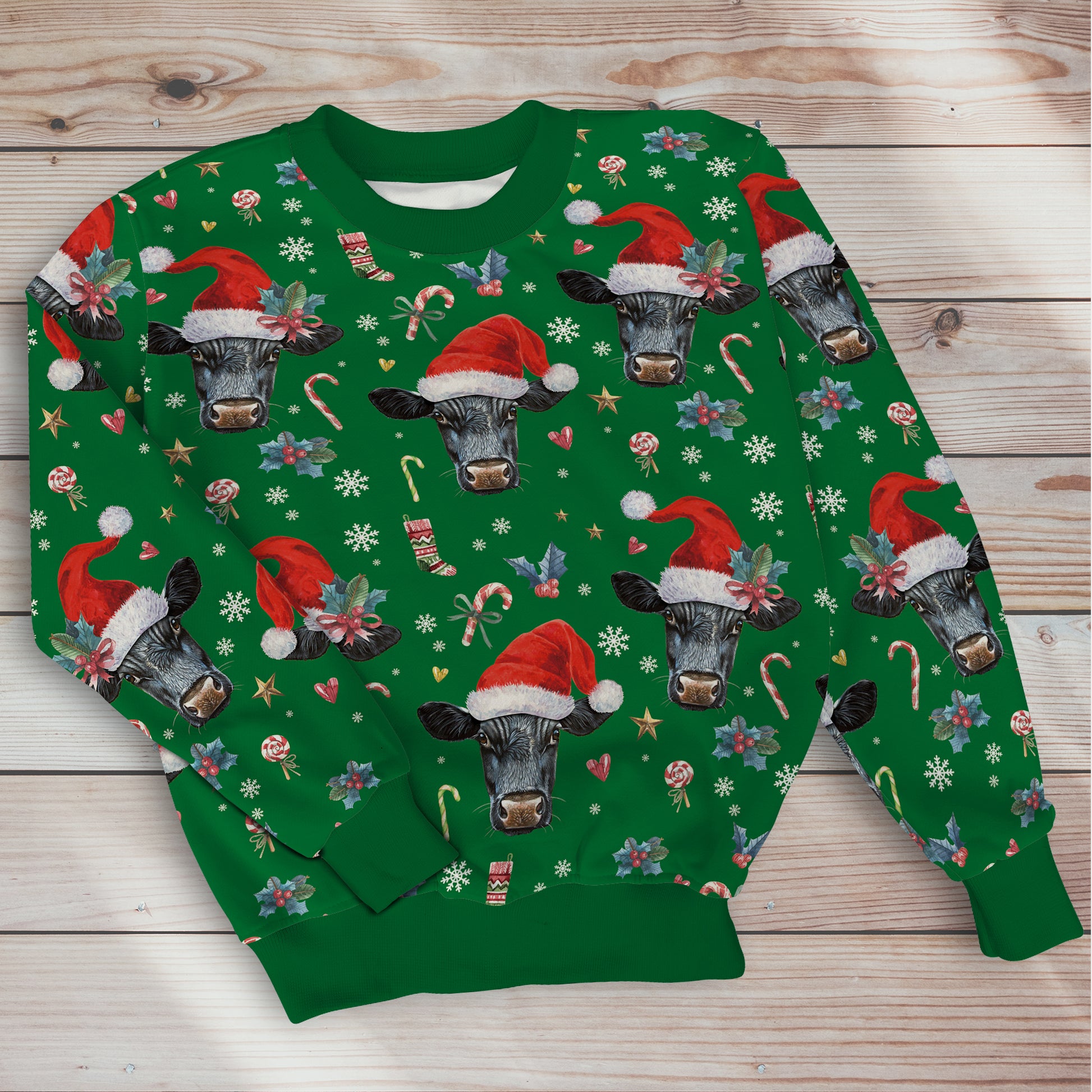 Cattle Cute Merry Christmas - Unisex Hoodie, Sweatshirt, Pants for Adult and Kid - myfunfarm