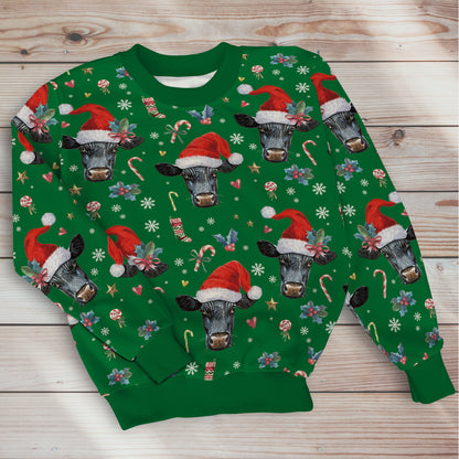Cattle Cute Merry Christmas - Unisex Hoodie, Sweatshirt, Pants for Adult and Kid - myfunfarm