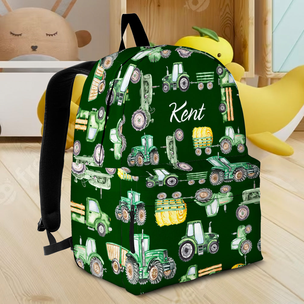Personalised Bag-Custom Name Backpack Tractor pattern