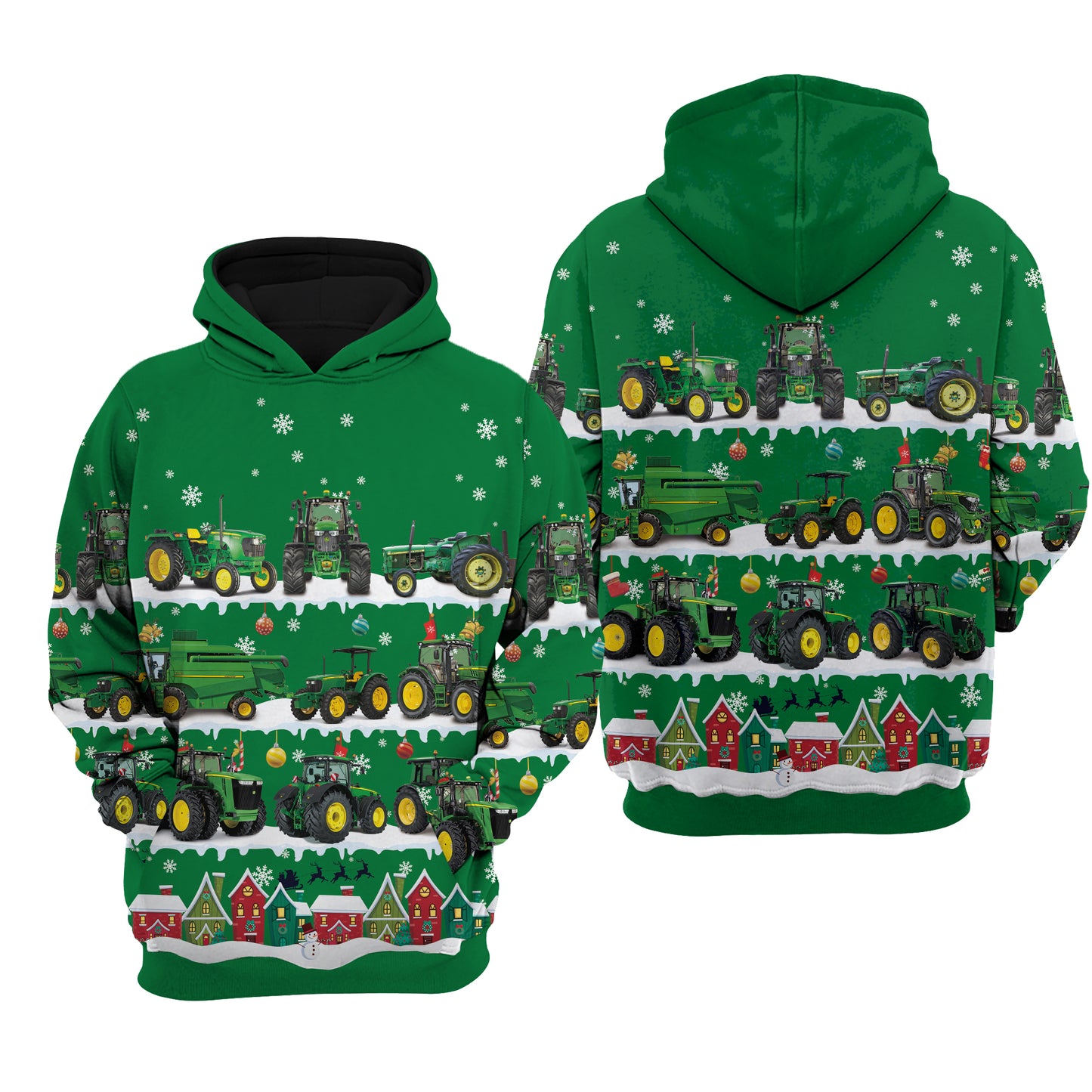 Tractor in Snow - Merry Christmas - Unisex Hoodie, Sweatshirt, Pants for Adult and Kid - myfunfarm