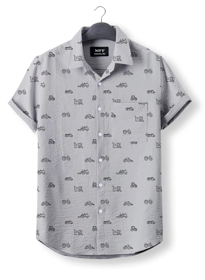 Tractor icon pattern - Button Down Shirts