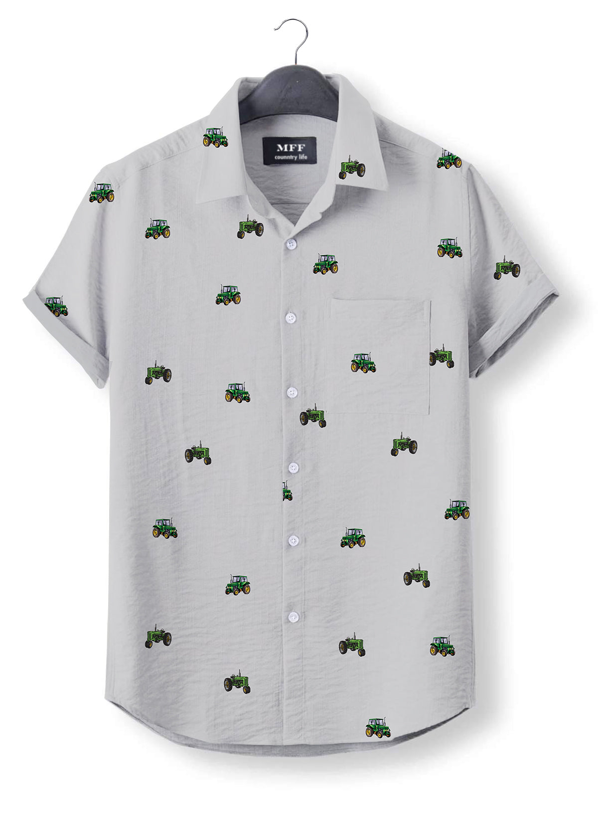 Green tractor icon pattern - Button Down Shirts for farmers - myfunfarm