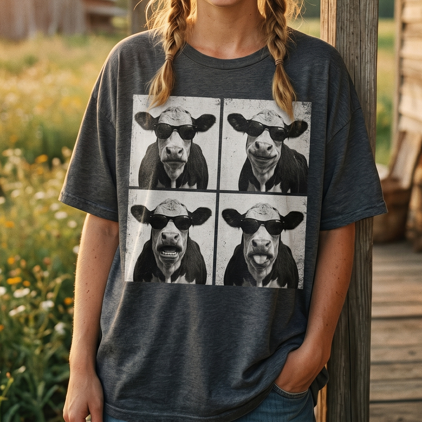 Photobooth Hereford cattle Unisex T-Shirt,  Funny Cow Comfort Colors Shirt