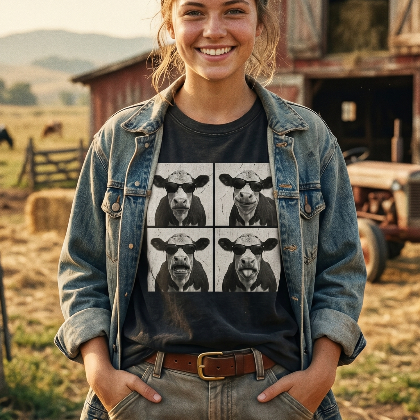 Photobooth Hereford cattle Unisex T-Shirt,  Funny Cow Comfort Colors Shirt