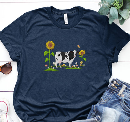 Cute Cow Embroidered Sweatshirt, Hoodie, T-shirt, Gift for Farmer - myfunfarm