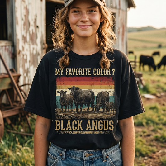 My favorite color Black Angus Unisex T-Shirt,  Funny Cow Comfort Colors Shirt