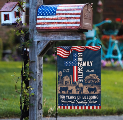 Personalized 250 Years of Blessing Flag-Faith Family Cattle