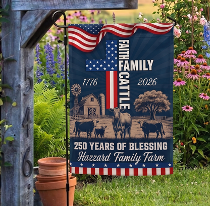 Personalized 250 Years of Blessing Flag-Faith Family Cattle