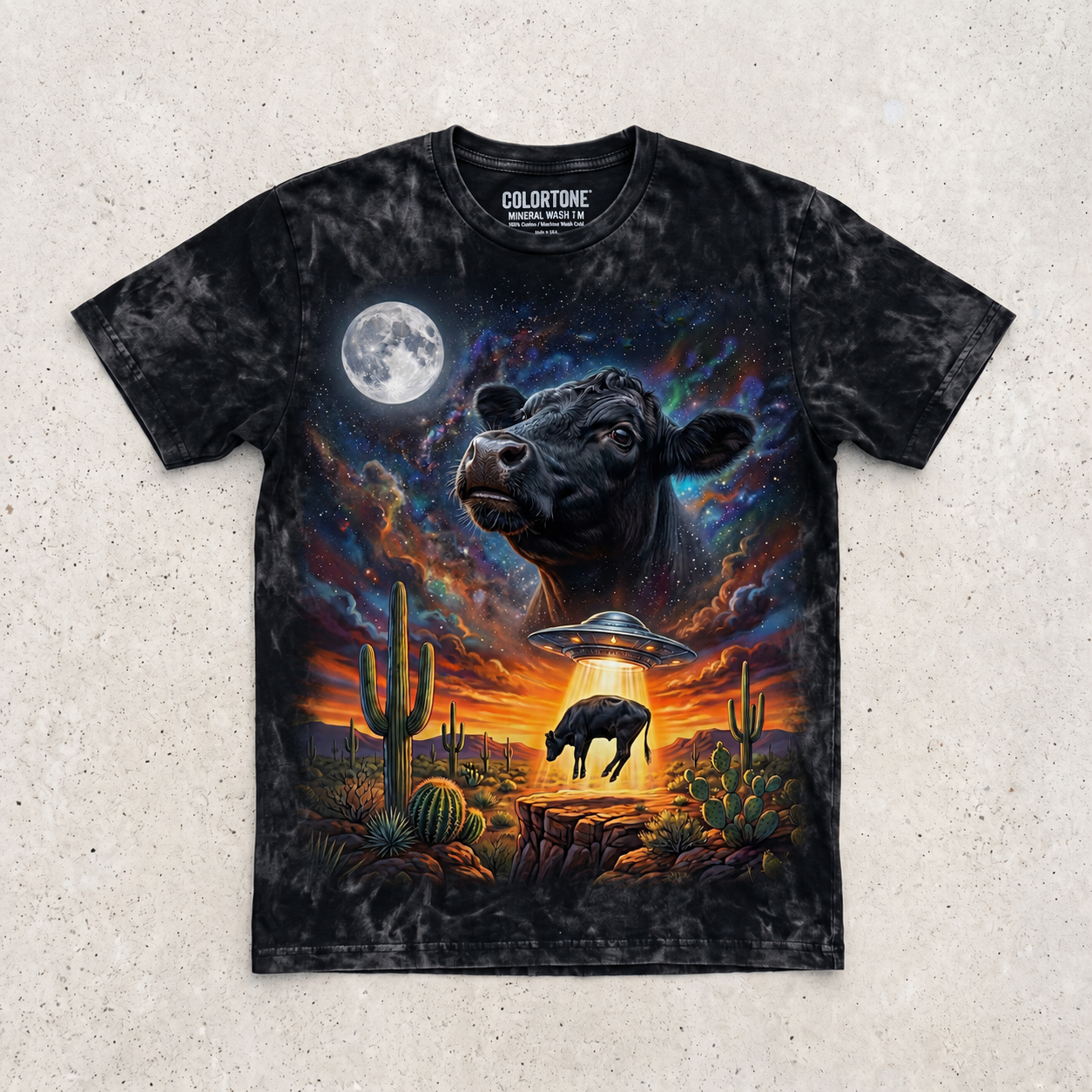 Cow Howling to the Moon, Colortone Mineral Wash T-Shirt