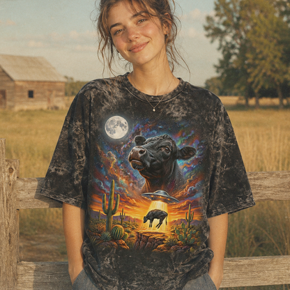 Cow Howling to the Moon, Colortone Mineral Wash T-Shirt