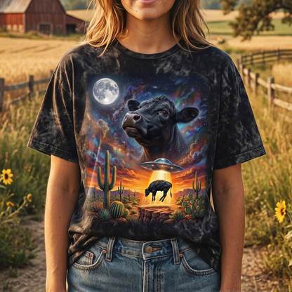 Cow Howling to the Moon, Colortone Mineral Wash T-Shirt