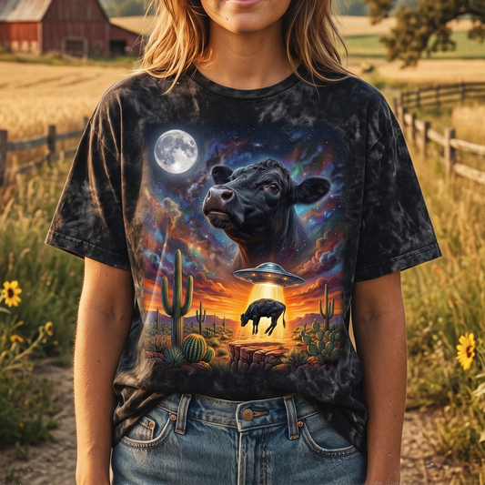 Cow Howling to the Moon, Colortone Mineral Wash T-Shirt