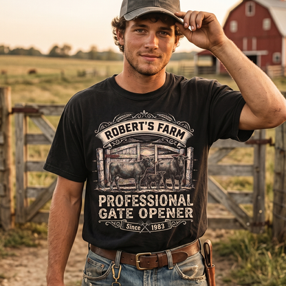 Personalized Family Name Farm Unisex T-Shirt Professional gate opener