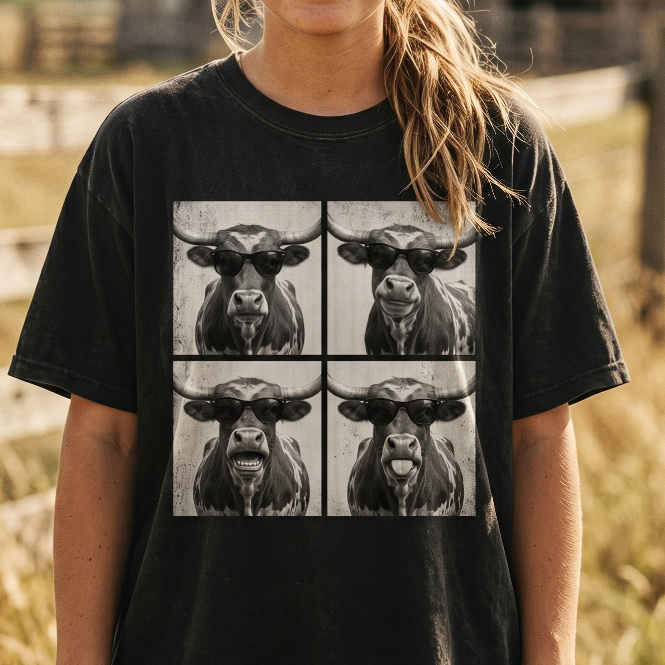 Photobooth Texas longhorn cattle Unisex T-Shirt,  Funny Cow Comfort Colors Shirt