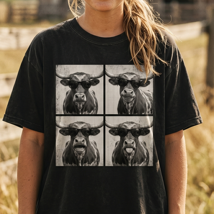 Photobooth Texas longhorn cattle Unisex T-Shirt,  Funny Cow Comfort Colors Shirt